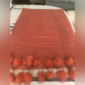 Beautiful condition authentic pashmina cashmere with fur poms